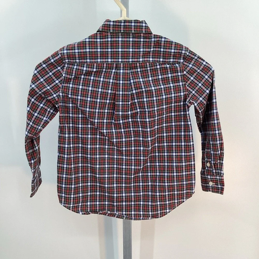Boys Ralph‎ Lauren Long Sleeved Plaid Cotton Button Down Size 5